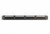 Digitus Panel krosowy (patch panel) 19'' 24x RJ45, LSA pion, kat.6, nieekranowany, 1U, prowadnica kabli, pola opisowe, Czarny